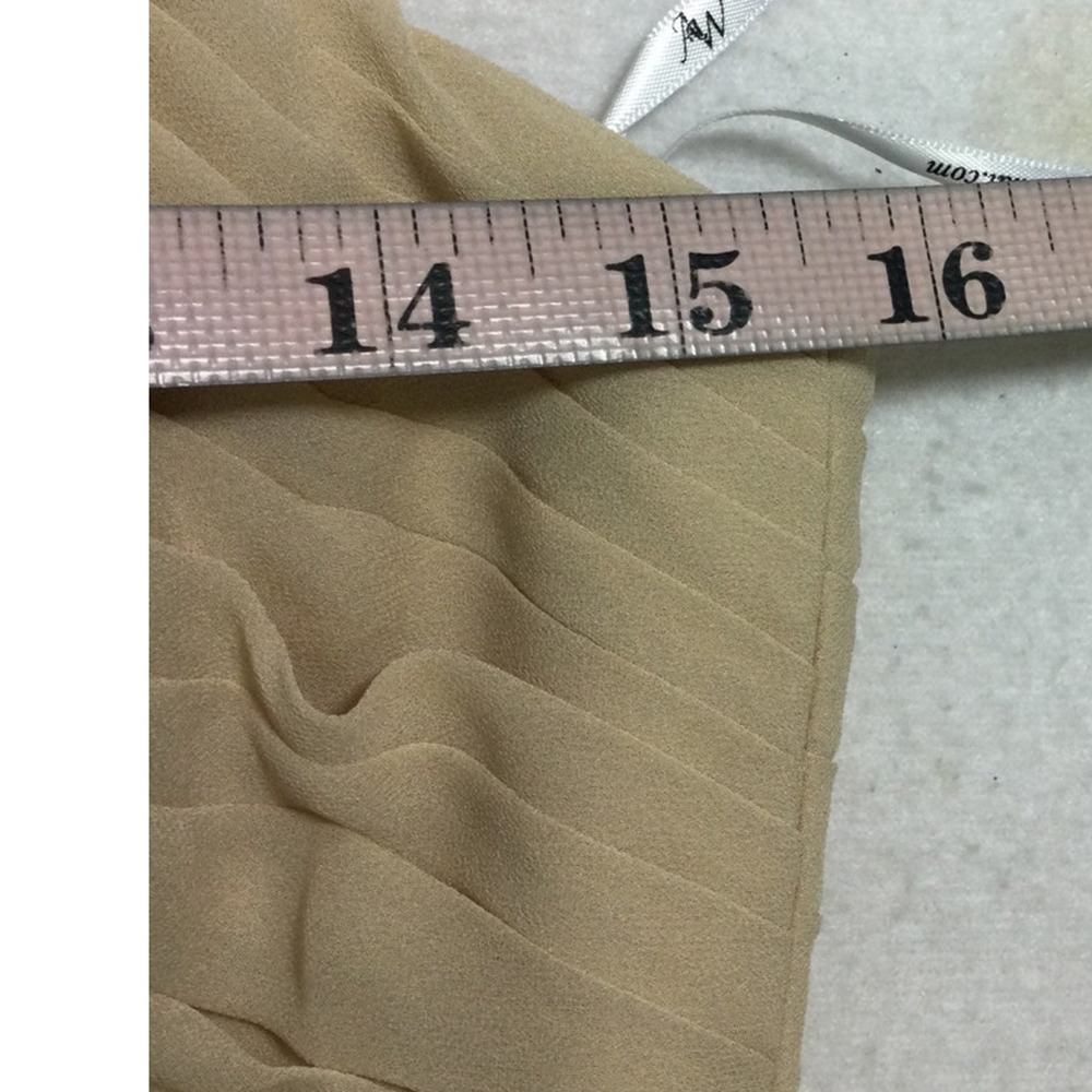 BRIDESMAID AW BRIDAL 4 S tan pleated chiffon wedding formal maxi dress NWT  B40 - Picture 4 of 7